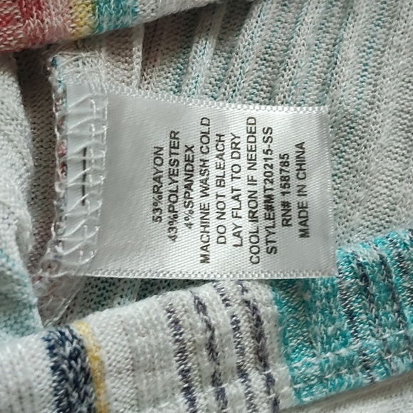 Above and Beyond Pink and Green Striped Blouse-Size Medium - Picture 7 of 7